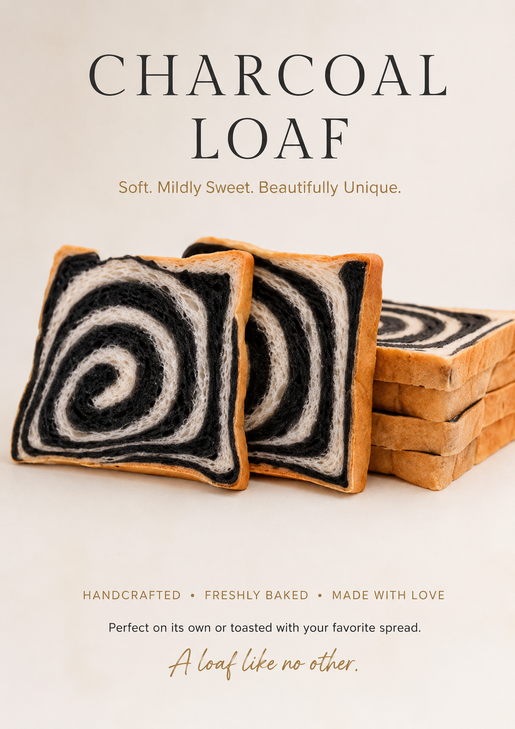 Charcoal swirl bread